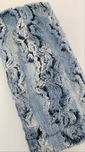 Blue gray ombre wave minky blanket