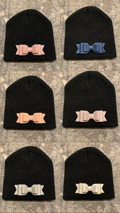 NEW patched beanies (bows/butterflys)