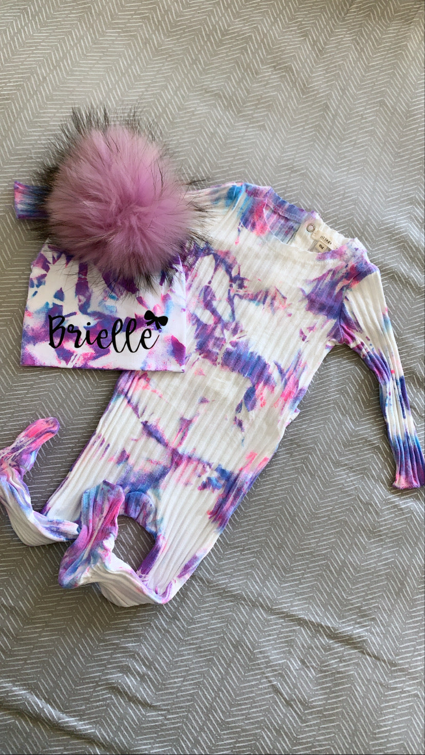 Neon tie dye footie