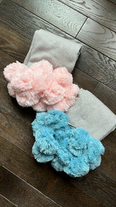 Blue pom pom blanket