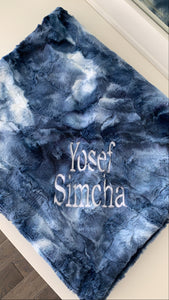 Blue tie dye minky blanket