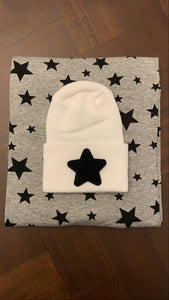 black and gray star swaddle