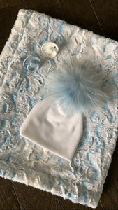 Owl sky baby blue minky blanket