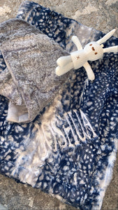 Navy spotted minky blanket