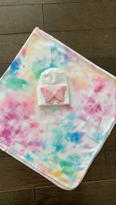 Rainbow watercolor swaddle