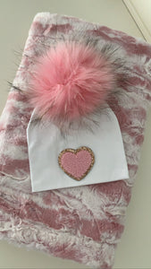 Personalized pom hat & minky set