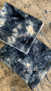 Blue tie dye minky blanket