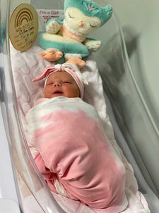 Butter soft baby pink swaddle set (knot hat or headband)