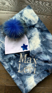 Personalized pom hat & minky set