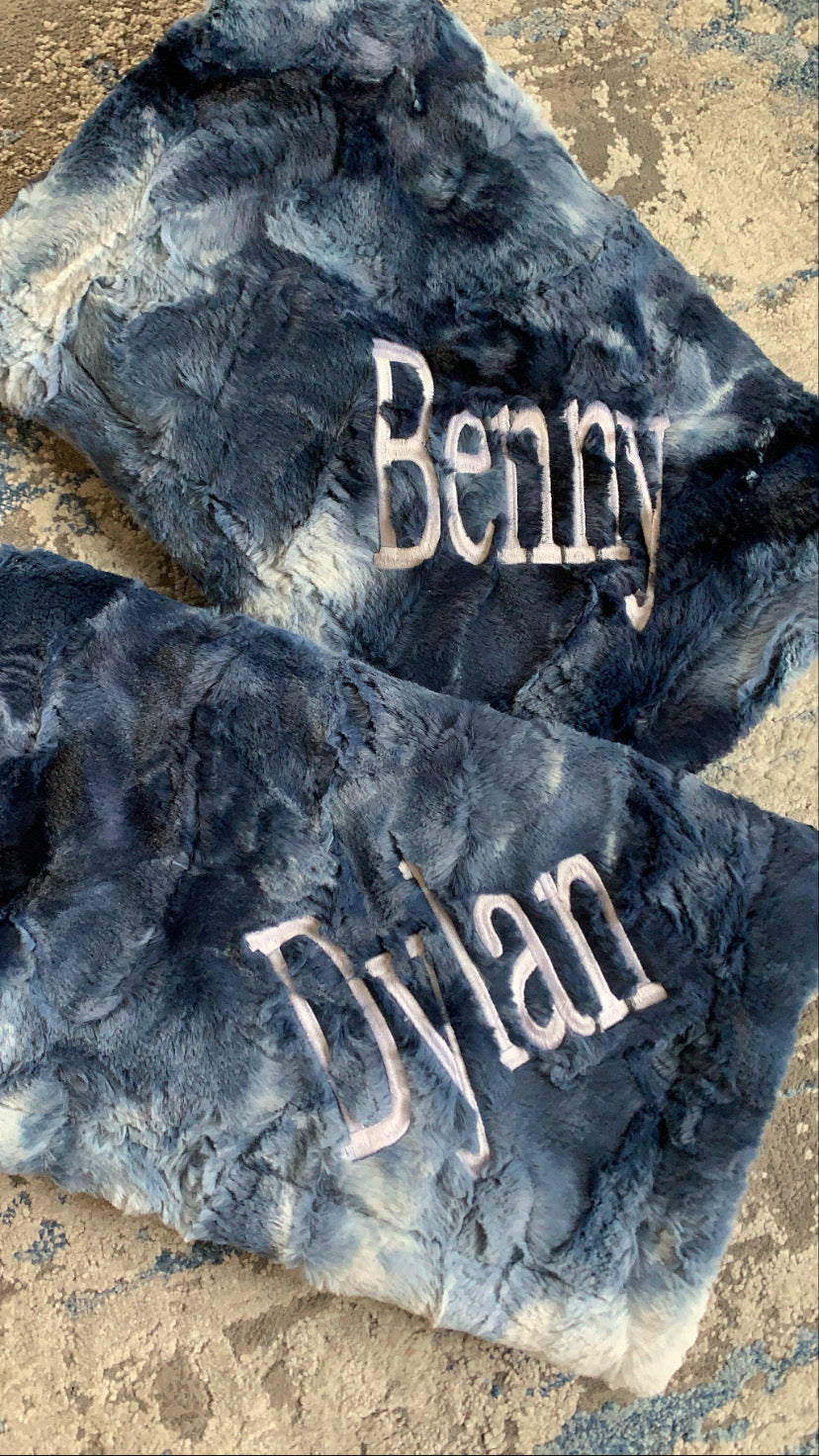 Blue tie dye minky blanket