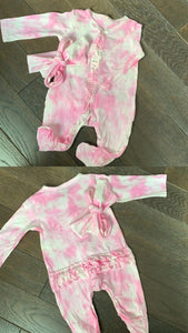 Ruffle tie dye zip footie