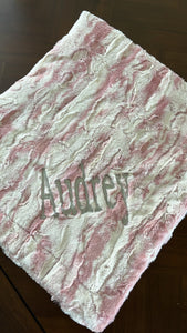 Marble pink white back minky blanket