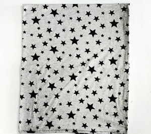 black and gray star swaddle