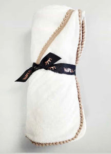 Pom trim hooded towel