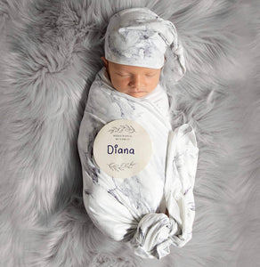 Marble swaddle & hat