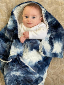 Blue tie dye minky blanket