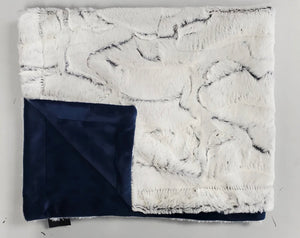 White navy crackle minky blanket