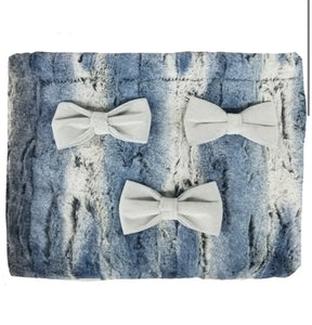 Blue ombre bow tie minky blanket