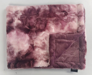 Baby pink and wine tie dye minky blanket (extra thick)