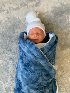 Bright blue tie dye minky blanket