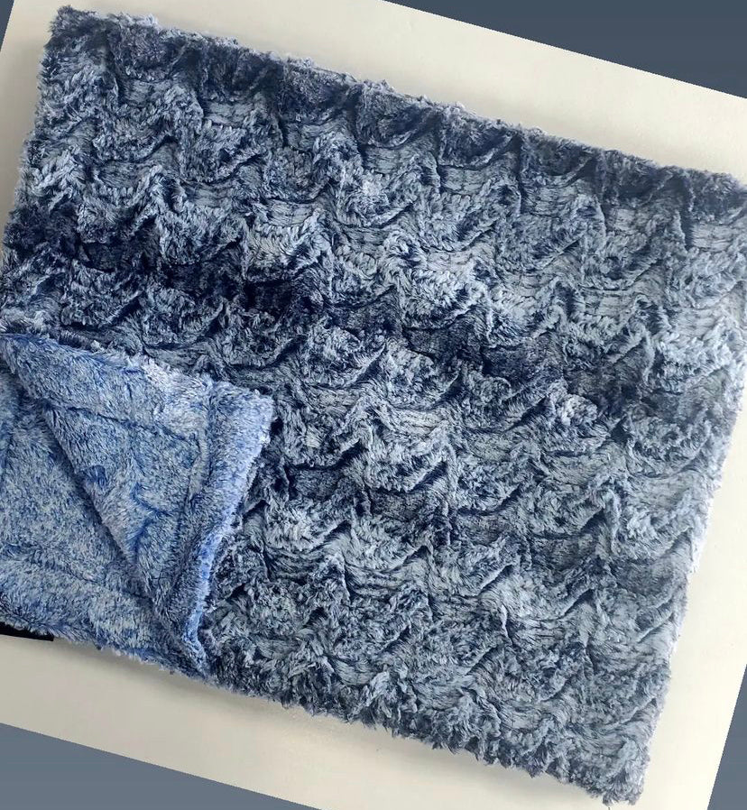 Blue swirls minky blanket