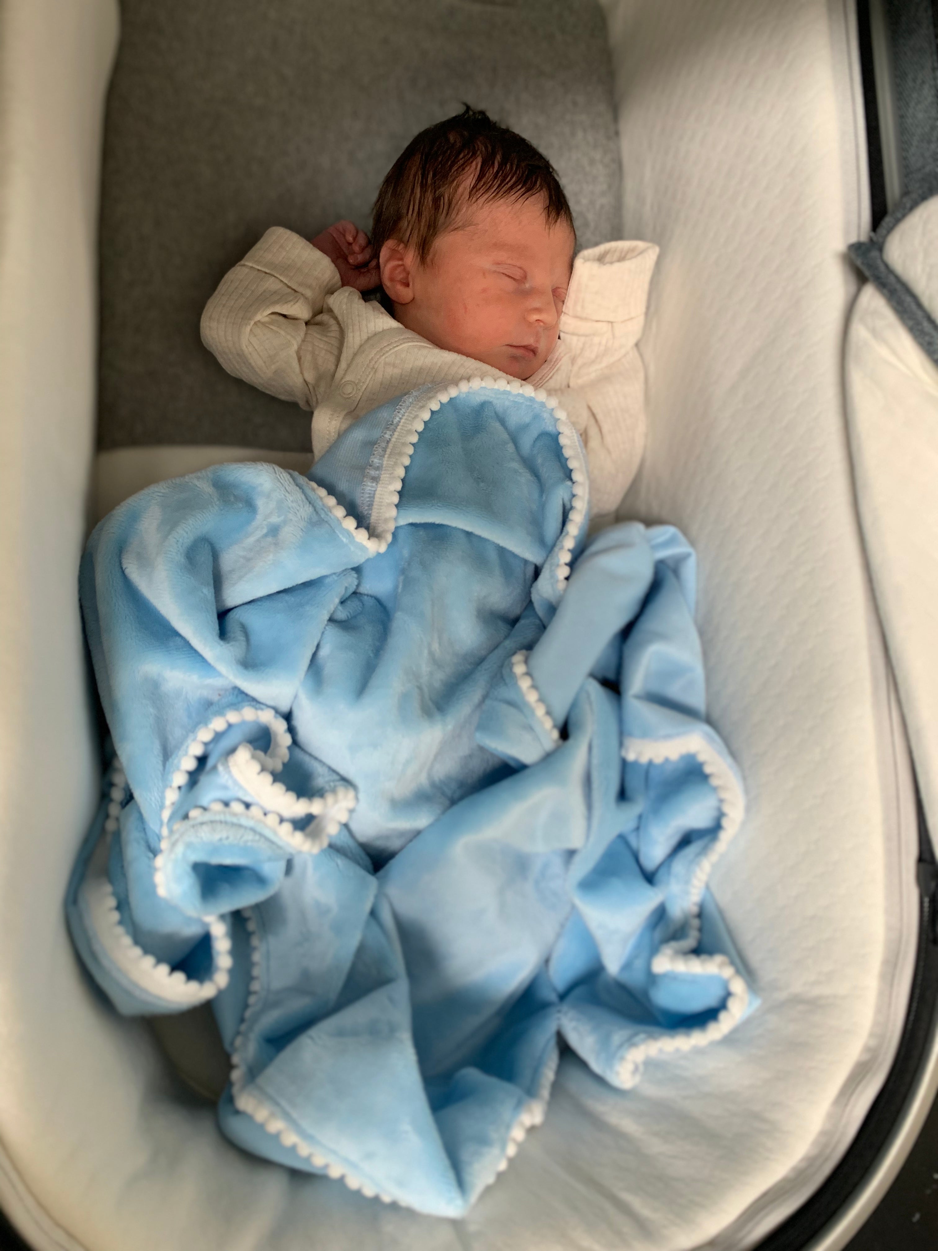 Baby blue velour swaddle