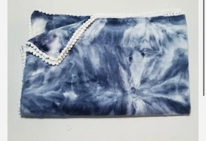 Blue tie dye velour swaddle