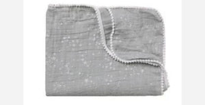 Gray pom trim star swaddle