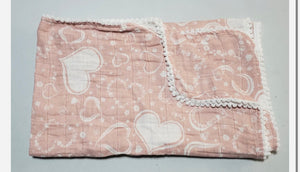 Pom trim heart swaddle