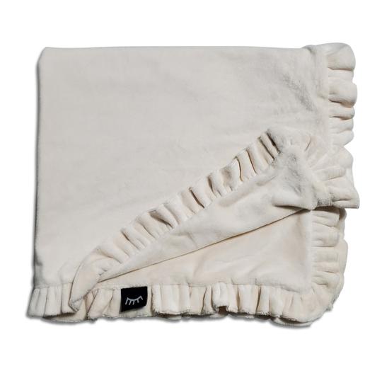 White ruffle minky blanket