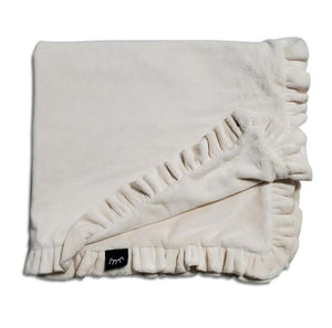 White ruffle minky blanket