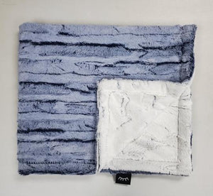 Powder blue stripe navy minky blanket