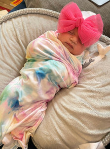 Rainbow watercolor swaddle