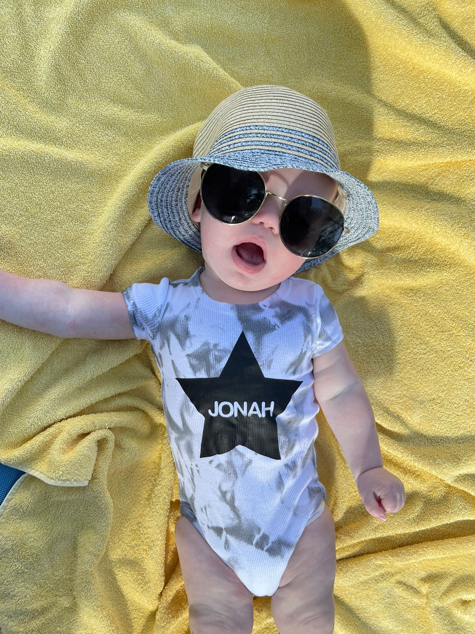 Personalized onesie with pom hat