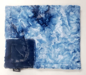 Smokey baby blue navy tie dye minky blanket