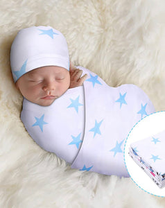 Baby blue star swaddle set