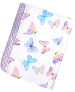 Butterfly pastel watercolor minky blanket